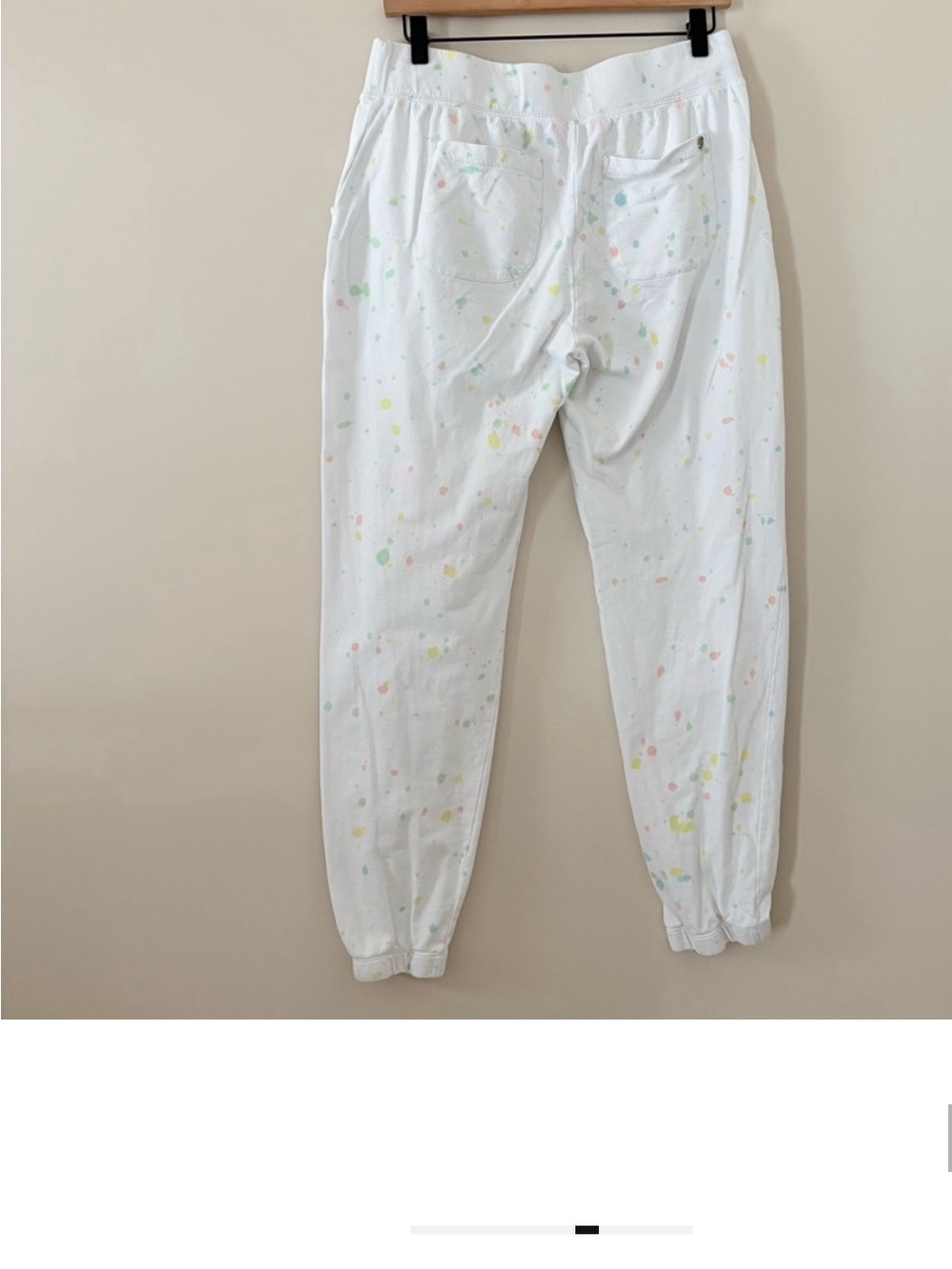 Lilly Pulitzer Mallie paint-splatter jogger pant embroidered palm tree logo M